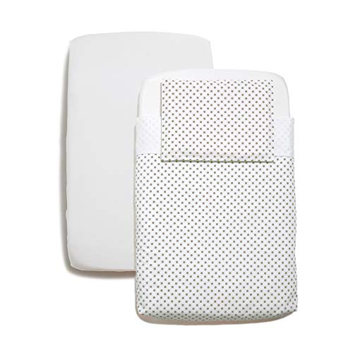 Niimo Sabanas para Next to me set 3 piezas100% algodón +1 Protector Colchon Impermeable para cuna de colecho Lullago Kinderkraft UNO Cullami Cam Jane Babyside dimensiones 50x83 (Blanco-Pois Gris)