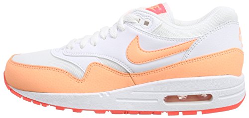 Nike Air MAX 1 Essential - Zapatillas para Mujer, Color White/Sunset Glow-Hot Lava 114, Talla 40