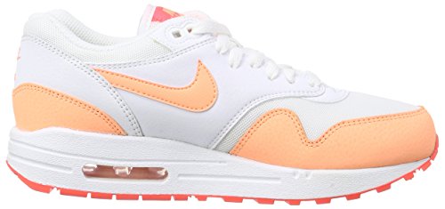 Nike Air MAX 1 Essential - Zapatillas para Mujer, Color White/Sunset Glow-Hot Lava 114, Talla 40