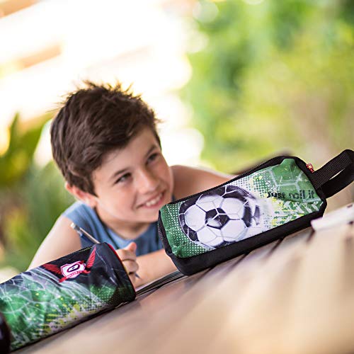 Nikidom 9419 - Estuche Escolar "Triple Roller", Negro y Gris