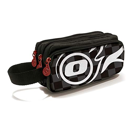 Nikidom 9419 - Estuche Escolar "Triple Roller", Negro y Gris