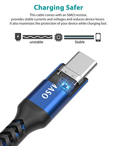 NIMASO Cable USB Tipo C[2-Pack 2M], Cargador Tipo C Carga Rápida y Sincronización USB C Cable para Samsung S10 S9 S8,Note9/8,LG G5 G6 V20,HTC 10 U11, Huawei Honor P20 Lite P10 P9, Mate9 10