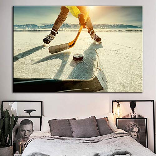 NIMCG Impresión en Lienzo Wall Art Poster Ice Hockey Landscape Painting Modern Home Decoration Picture Living Room 40x50CM (Sin Marco)