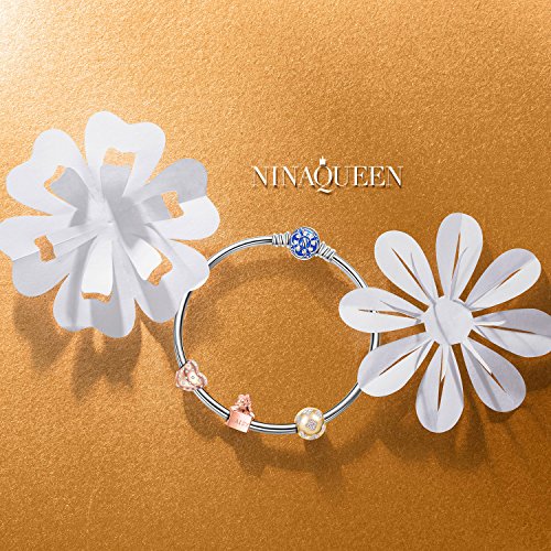 NINAQUEEN Charm Encaja con Pandora Oro Rosa Perfume Regalos Mujer Originales Plata de Ley 925 Abalorios para Niñas Madre Hija Esposa de Cumpleaños