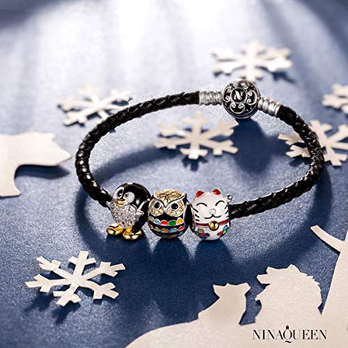 NINAQUEEN Charm Pandora Charms Búho Regalos Originales Mujer Niña Regalos para Ella Plata 925 para Madre Novia Esposa