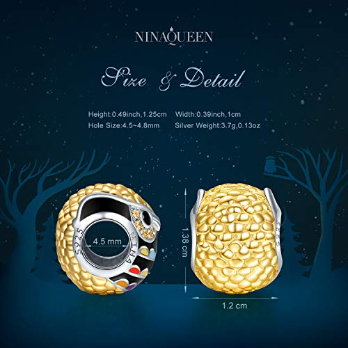 NINAQUEEN Charm Pandora Charms Búho Regalos Originales Mujer Niña Regalos para Ella Plata 925 para Madre Novia Esposa