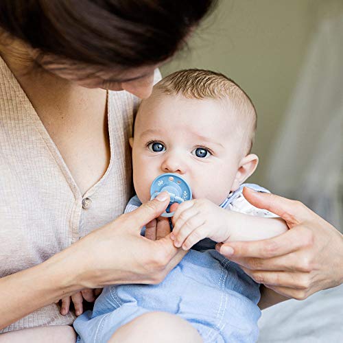 Nip Cherry - Chupetes redondos para recién nacido, 4 unidades, talla 1, 0 – 6 meses, incluye cadena para chupete de madera.