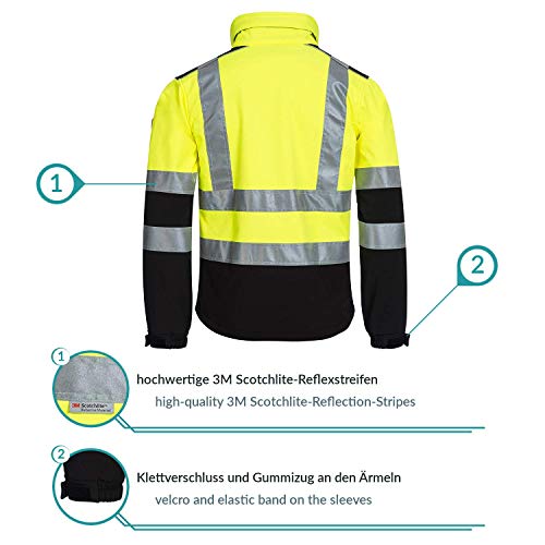 Nitras Motion Tex Viz Chaqueta de Alta Visibilidad | Chaqueta de Trabajo con 3M Reflectores | Cortavientos e Impermeable | L