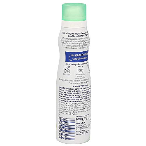 NIVEA loción corporal en mousse pepino y té matcha piel seca spray 200 ml