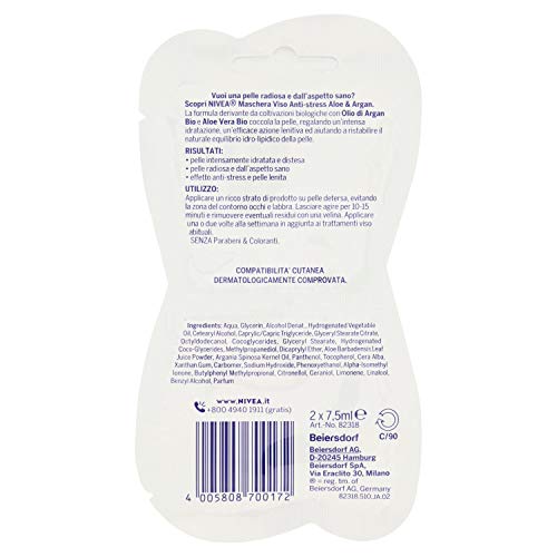 NIVEA Maschera antistress pure&natural 15 ml.82318 - Cremas y mascarillas faciales