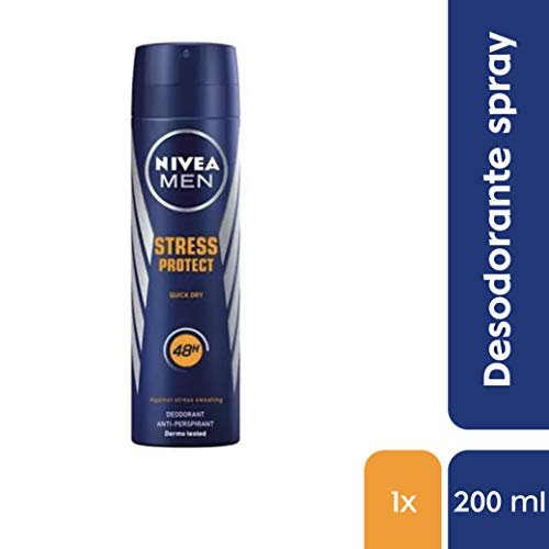 NIVEA MEN Stress Protect Spray (1 x 200 ml), desodorante antitranspirante para combatir la sudoración por estrés, desodorante para hombre con 48 horas de protección