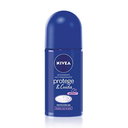 NIVEA Protege & Cuida Roll-on (1 x 50 ml), desodorante antitranspirante con el aroma de NIVEA Creme, desodorante roll on con 0% alcohol