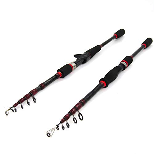 NO LOGO ZZB-BINGDY, Ice Stream Ultraligero Spinning Telescópica caña de Pescar Portátil 2segment Bait Casting Rod Travel Rod 1.6m Bajo Calamar Barras (Color : Red, Size : 1.6m)