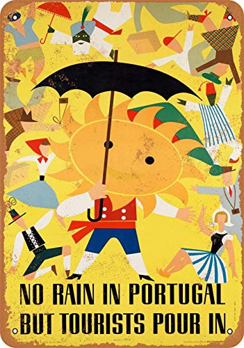 No Rain In Portugal Vintage Aluminum Metal Signs Tin Plaques Wall Poster for Garage Man Cave Beer Cafee Bar Pub Club Shop Outdoor Home Decor 12"x8"