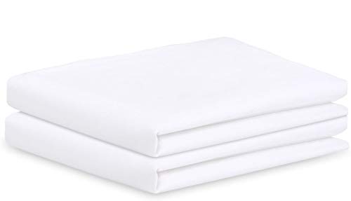 Noah 's Linen - Juego de fundas de almohada (100% algodón, 200 hilos, percal, 50 x 75+13 cm), color blanco