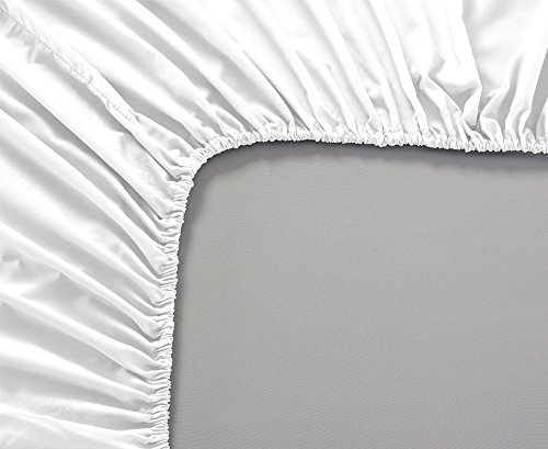 Noah”s Linen - Sábana bajera para cama doble extra grande, 100 % algodón, 200 hilos, 40 cm
