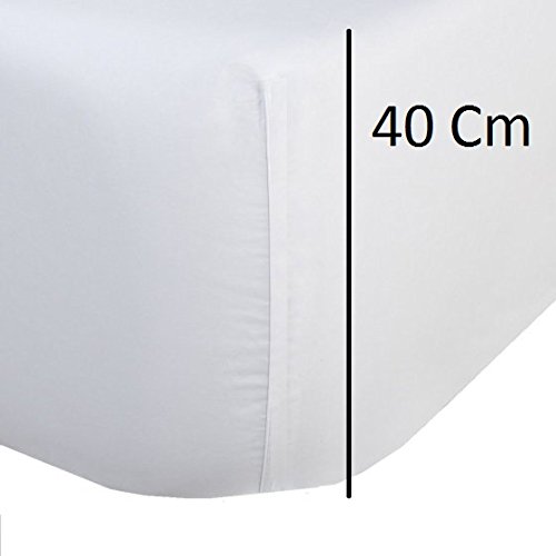 Noah”s Linen - Sábana bajera para cama doble extra grande, 100 % algodón, 200 hilos, 40 cm