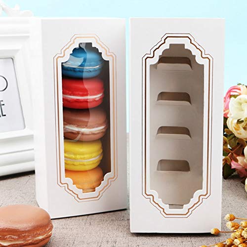 Noblik 10 Piezas Caja de Macarons Caja de Embalaje de Regalo de Papel Kraft de Bronceado Blanco Cajas de Pastel de Bodas de Cumplea？Os para Ni？Os para Invitados Dulces