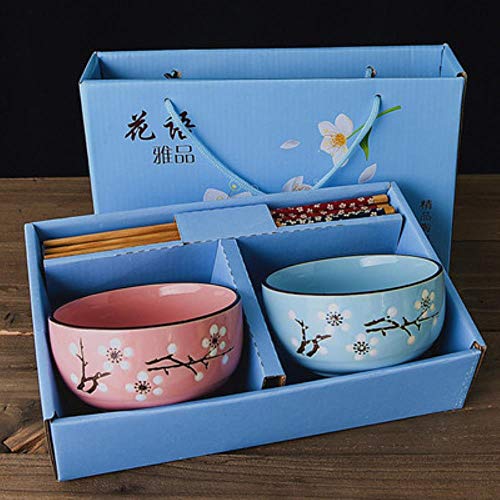 NOBRAND Septiembre del Cuencos pequeños clásicos de Platos de Ensalada Plato de Arroz Ramen,2PCS Mixed Blue Box