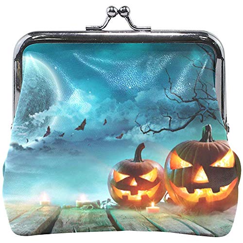 Noche de bruma de Halloween Calabaza Linterna Vela Monedero Lindo Monedero Retro Bolsa de Dinero Monedero pequeño Cambio de Tarjeta Titular