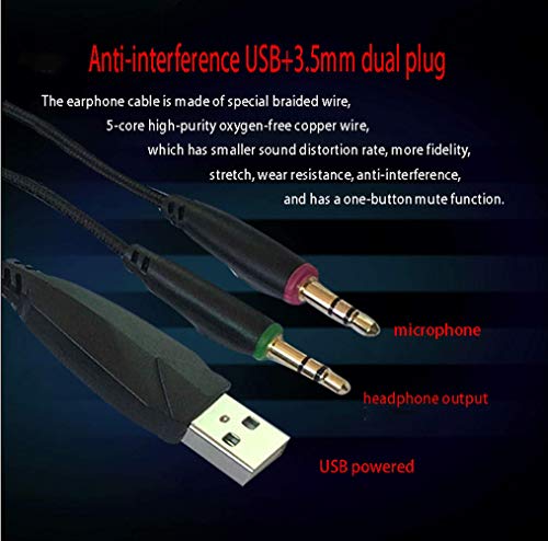 NOCTIC - Auriculares para juegos, control de volumen para PC, smartphone para PS4, Xbox One, Nintendo Switch, cancelación de ruido, auriculares con micrófono, color negro y rojo