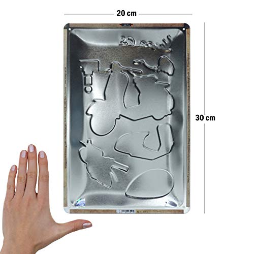 Nostalgic-Art Cartel de Chapa Retro Vespa – Parts Sketches – Idea de Regalo para los Aficionados a Las Scooters, metálico, Diseño Vintage, 20 x 30 cm