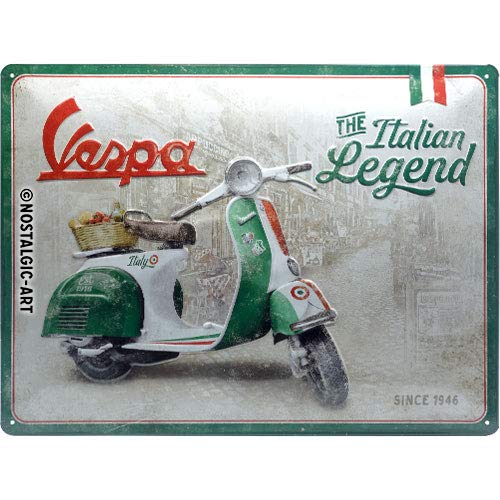 Nostalgic-Art Retro Cartel de chapa – Vespa – Italian Legend – Idea de regalo para Vespa Roller fans – para decoración, 30 x 40 cm