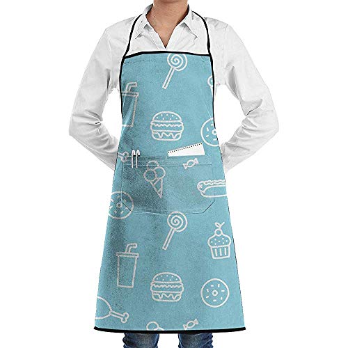 Not Applicable Men's Apron Hamburger Donuts Candy Sweet Food Professional Printing Bib Kitchen Apron,Cooking Apron