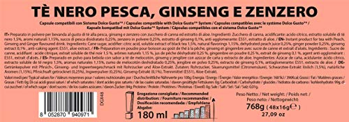 Note D'Espresso - Cápsulas de té negro con melocotón, ginseng y jengibre Exclusivamente Compatibles con cafeteras de cápsulas Nescafé* y Dolce Gusto* 16 g (caja de 48 unidades)