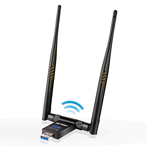 N/P Adaptador WiFi USB 3.0 Dongle Receptor Inalámbrico 1200Mbps Doble Banda 5GHz/867Mbps 2.4GHz/300Mbps Dual Antena 5dBi para PC/Desktop/Laptop Windows XP/Vista/7/8/10 Linux Mac OS