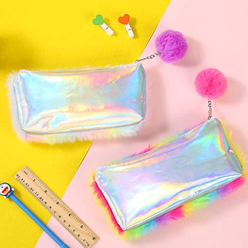 N/P Estuche para lápices Estuche para lápices Lindo Arco Iris de Felpa Material de Oficina Escolar Bolsa de cosméticos Almacenamiento Estudiante S