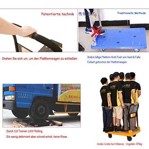 N&S - Carrito de transporte con plataforma (carga pesada 350 kg, plegado con una sola mano)