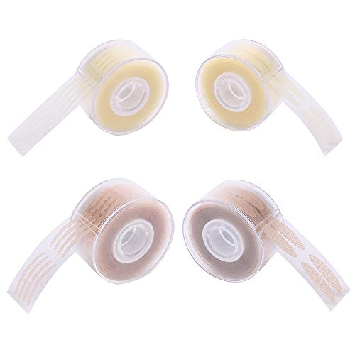 NUANNUAN 4 Rollos encaje natural transpirable un solo lado tez natural cinta del párpado autoadhesivas doble párpado adhesivo tiras elevación ojos instantánea con tenedor