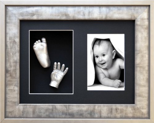 Nueva 3d bebé casting Kit/plateado peltre gris metal marco de efecto, Negro 2 apertura/plata mano & pie emite por BabyRice