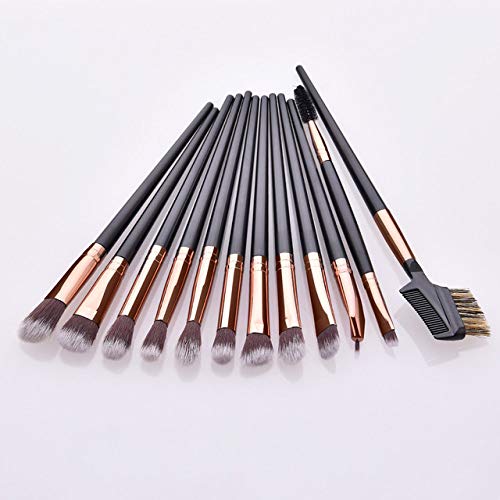 Nuevo y de alta calidad 12 Unids/set Cepillo de maquillaje Cepillo de sombra de ojos de fibra de nylon Cepillo en forma de abanico Herramienta de cosméticos Fácil de usar 3 colores-gris-España