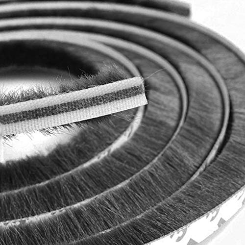 Nuluxi Prueba de Polvo Puertas Cintas de Sellado Autoadhesivas Prueba de Polvo Burlete Tira de Sellado Antipolvo 5 m Altura15 mm Gris Burlete con Cepillo Junta para Armarios Cajones Puertas Correderas