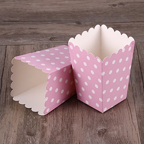 NUOLUX 24pcs compartimiento de las palomitas ponen las bolsitas de papel bocado diseño punto para las tablas del postre teatro de la película que casan favores (Pink)