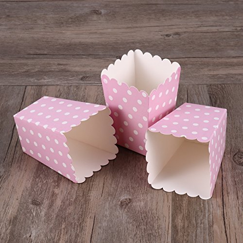 NUOLUX 24pcs compartimiento de las palomitas ponen las bolsitas de papel bocado diseño punto para las tablas del postre teatro de la película que casan favores (Pink)