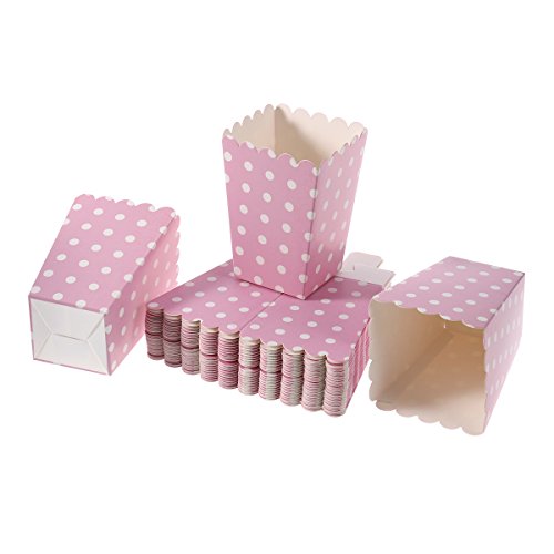 NUOLUX 24pcs compartimiento de las palomitas ponen las bolsitas de papel bocado diseño punto para las tablas del postre teatro de la película que casan favores (Pink)