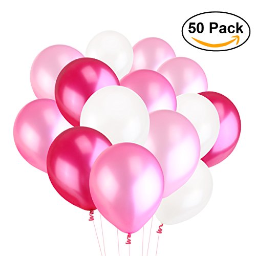 NUOLUX 3,2 g 50pcs látex Globos Globos perla para boda cumpleaños globos fiesta Toy (blanco rosa luz rosa ciruela)
