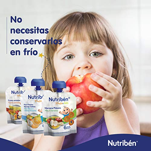 Nutribén - Fruta And Go ! Plátano, Fresa y Yogurt Natural, 1 Unidad 90 gr.