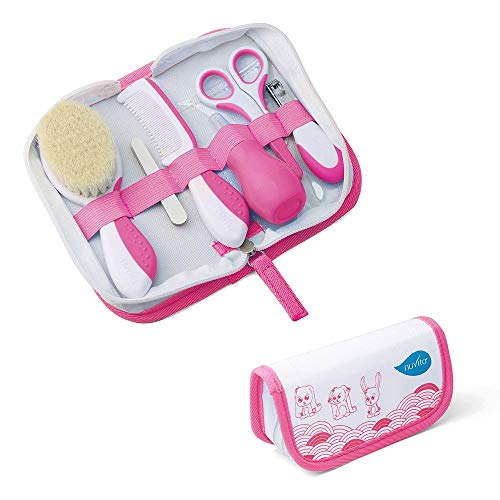 Nuvita 1136 - Set Para el Cuidado del Bebé – Estuche Para Cuidados e Higiene del Bebé - Kit para Uñas y Cabello - Aspirador Nasal – Ideal para Viajes – Libre de BPA – Marca Europea (Rosa)