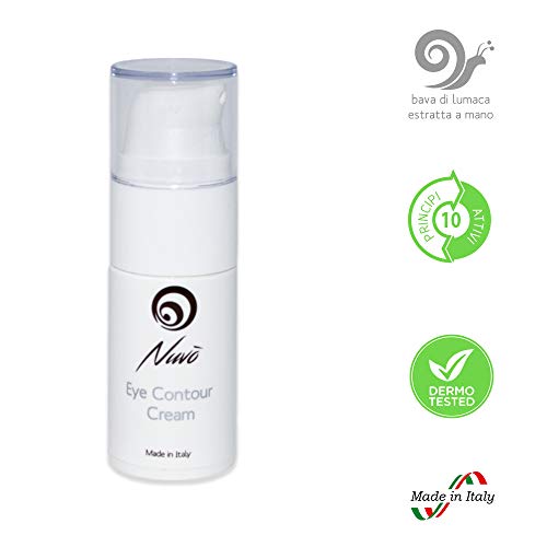 Nuvo' Baba De Caracol Crema Contorno De Ojos 15ml Ácido Hialurónico Anti-edad para ojeras, bolsas, patas de gallo nutritivo 100% Made in Italy
