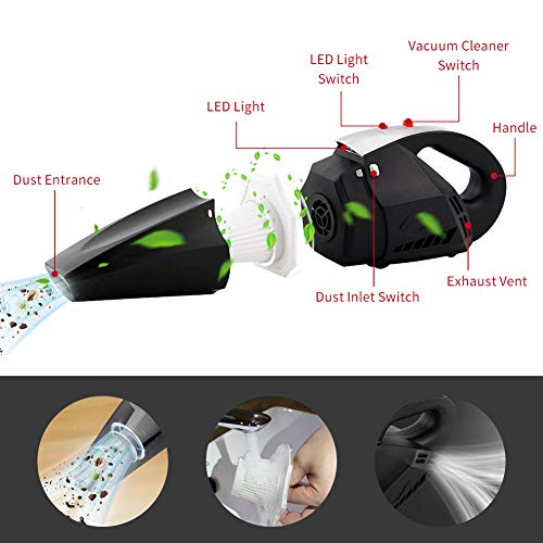 NWOUIIAY Aspiradora de Coche Potente Sin Cable Aspiradora Inalámbrico Coche 7000PA con Seco y Húmedo Portátil Carga Rapida 120W 12V para Casa Coche Oficina con 3 Boquillas
