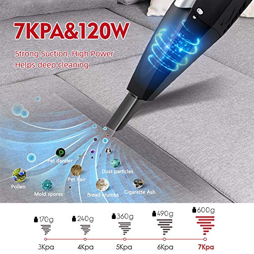 NWOUIIAY Aspiradora de Coche Potente Sin Cable Aspiradora Inalámbrico Coche 7000PA con Seco y Húmedo Portátil Carga Rapida 120W 12V para Casa Coche Oficina con 3 Boquillas