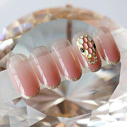 NYJNN Uñas postizas 24pcs / boxed Pink Color Gradient Natural Coffin cubierta completa Fake NailsGirl's Sweet Wholesale Nails Supplier Nail Tips