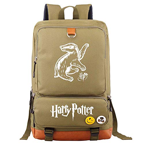NYLY Harry Potter Magic Mochila Joven Escuela de Moda Bolsa Estudiantes de Escuela Secundaria Hombres y Mujeres Viaje Lona Mochila Unisex Marrón