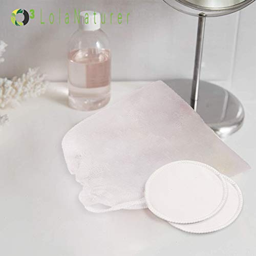 O³ Discos Desmaquillantes Reutilizables 16 Unidades Lola Nature + Bolsa Para Lavar + De Almacenamiento + Cinta De Pelo - Discos Desmaquillantes Ecologicos De Algodon
