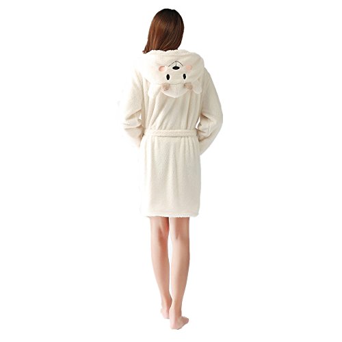 oamore Albornoz con Capucha para Mujer Toalla Albornoces Novedad Animal Super Suave Franela con Capucha Albornoz (Sheep, S)