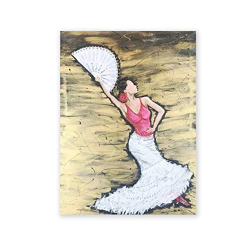 Obra de Arte Abstracto Bailarina de Flamenco española Pintura de Arte Cartel de Lienzo Resumen Mujer Bailando Impresiones Decoración de Imagen de Pared 15.7"x 19.6" (40x50cm)   Sin Marco